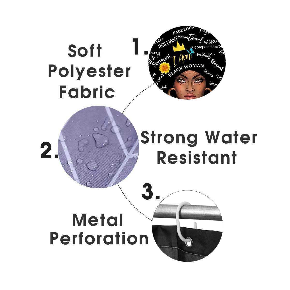 4PCS Sexy Black Girl Magic Shower Curtain Set,