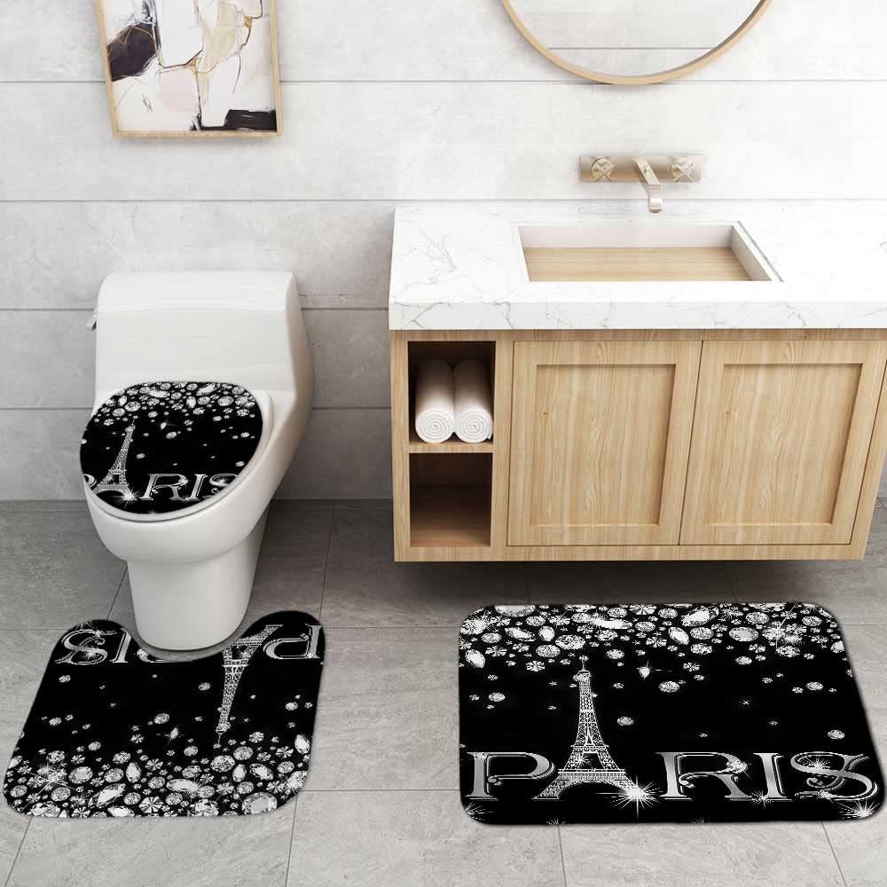 4PCS Sexy Black Girl Magic Shower Curtain Set,