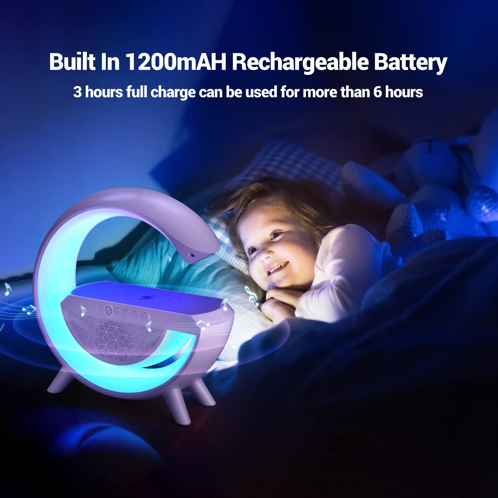 Wireless Charging Atmosphere Lamp with Bluetooth Speaker Alarm Clock Night Light