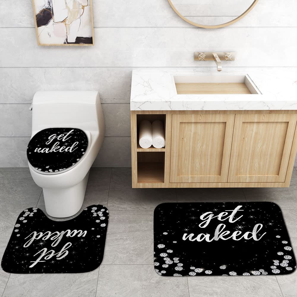 4PCS Sexy Black Girl Magic Shower Curtain Set,