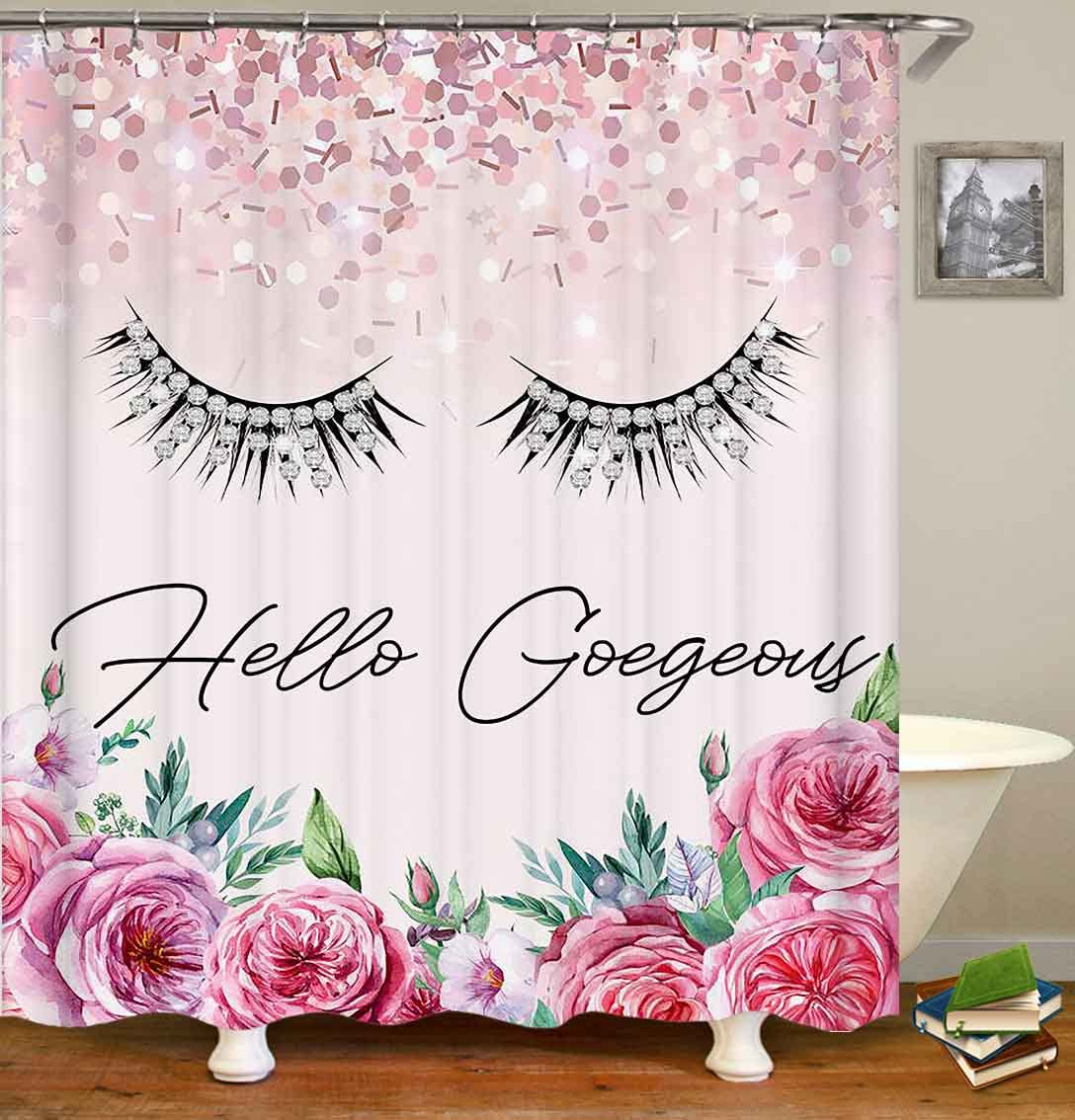4PCS Sexy Black Girl Magic Shower Curtain Set,