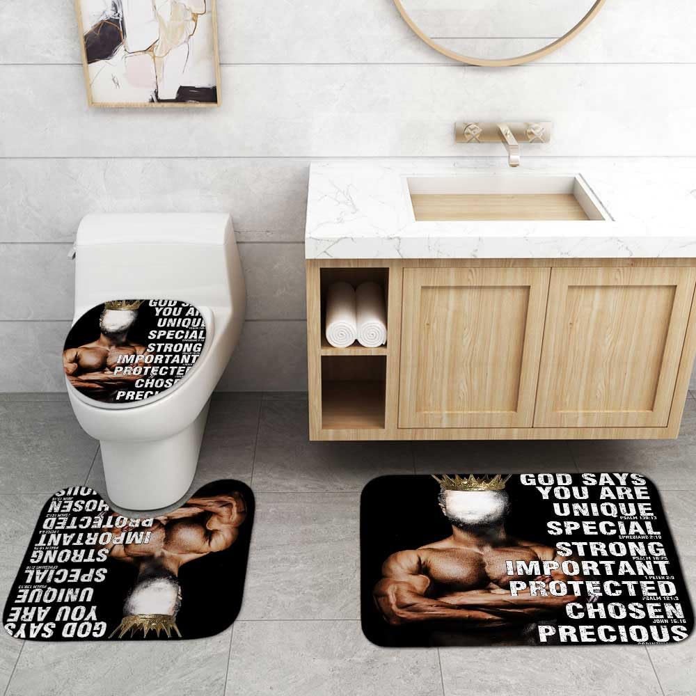 4PCS Sexy Black Girl Magic Shower Curtain Set,
