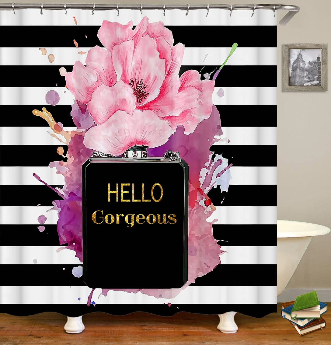 4PCS Sexy Black Girl Magic Shower Curtain Set,