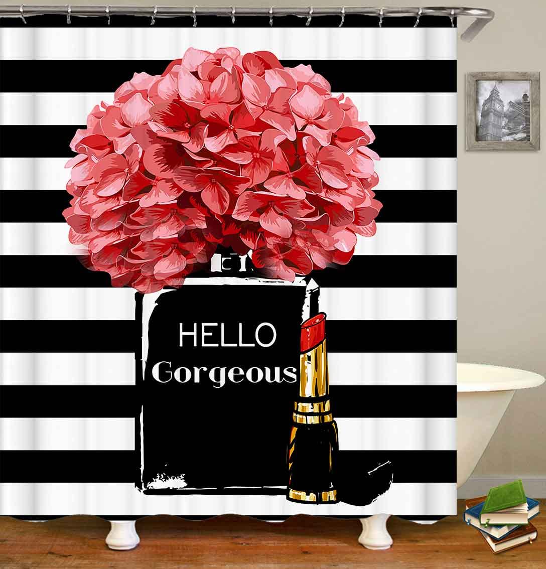 4PCS Sexy Black Girl Magic Shower Curtain Set,