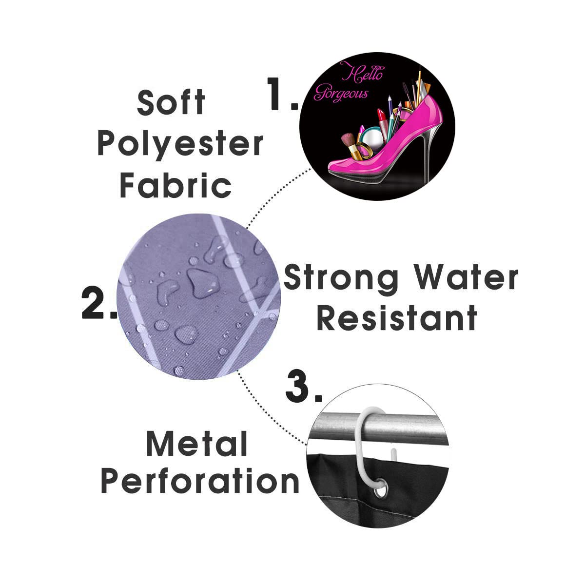 4PCS Sexy Black Girl Magic Shower Curtain Set,