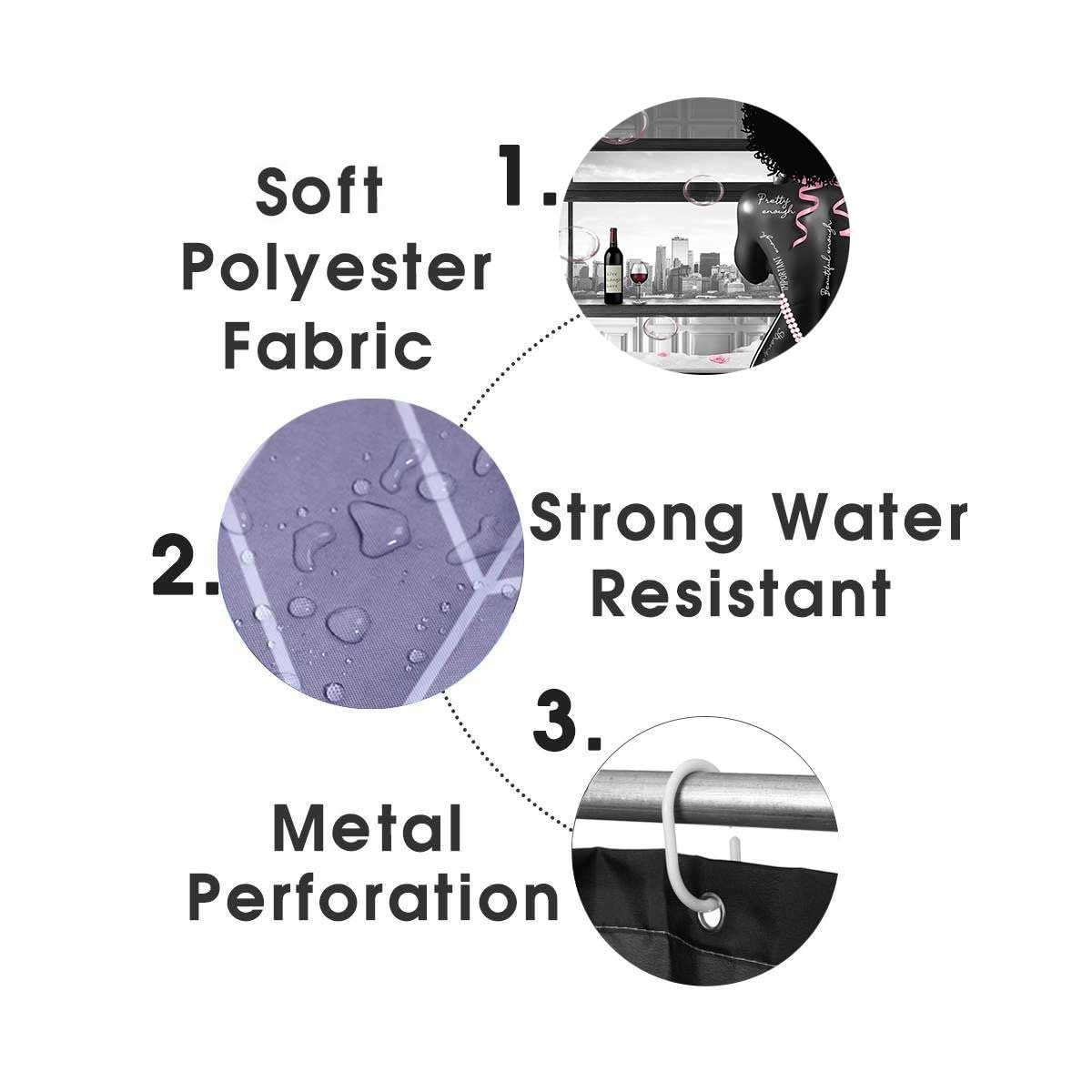 4PCS Sexy Black Girl Magic Shower Curtain Set,