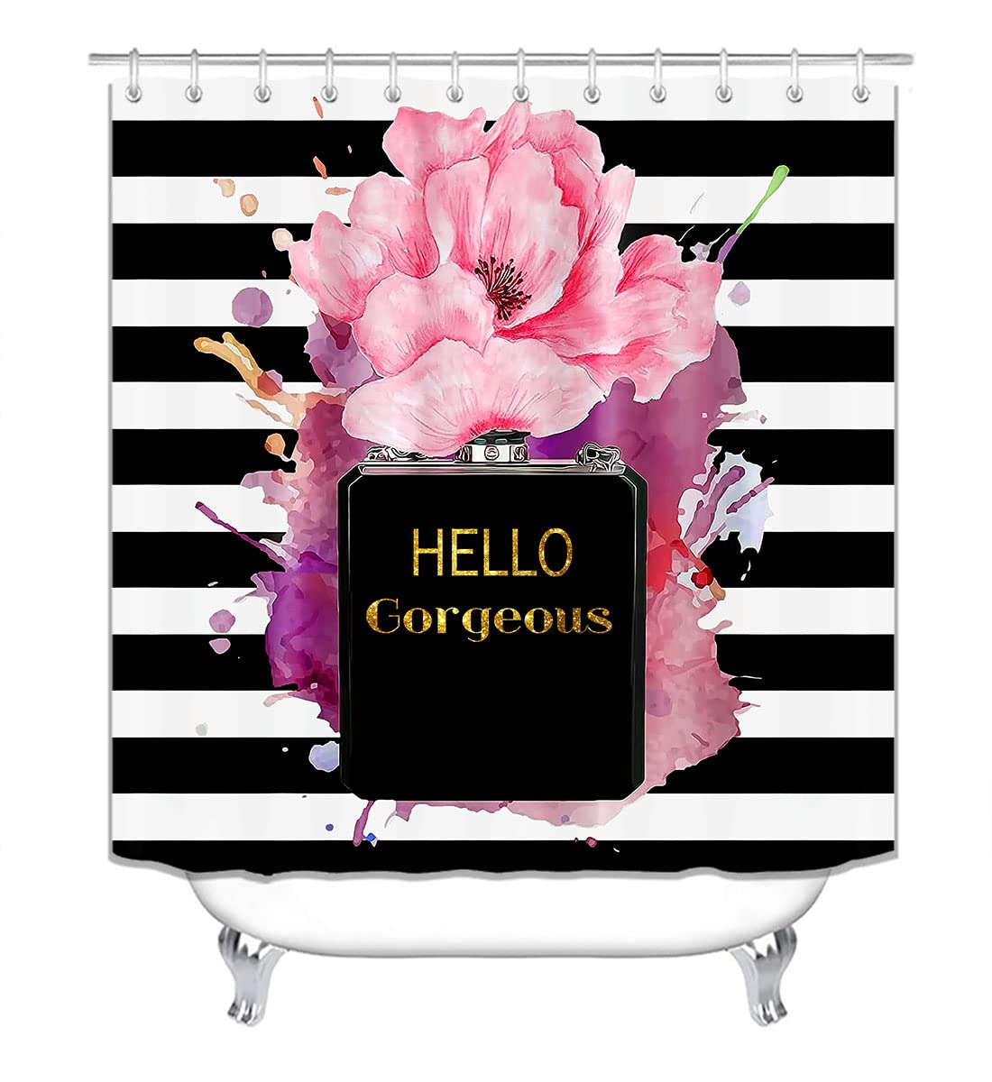 4PCS Sexy Black Girl Magic Shower Curtain Set,