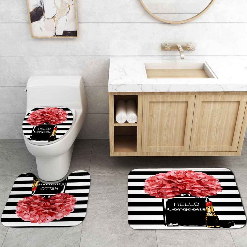 4PCS Sexy Black Girl Magic Shower Curtain Set,