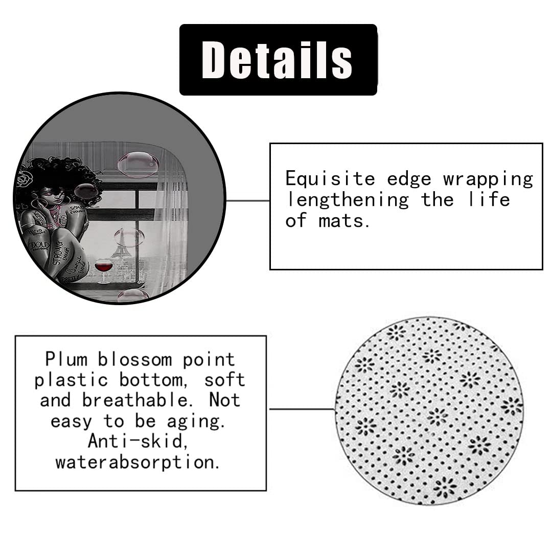 4PCS Sexy Black Girl Magic Shower Curtain Set,