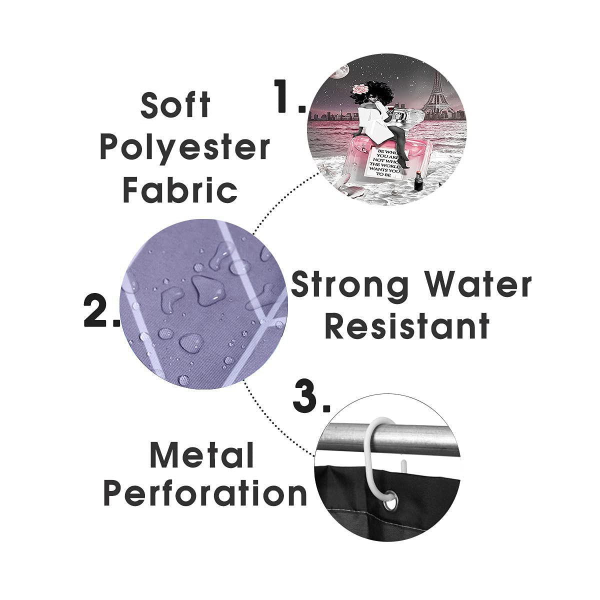4PCS Sexy Black Girl Magic Shower Curtain Set,