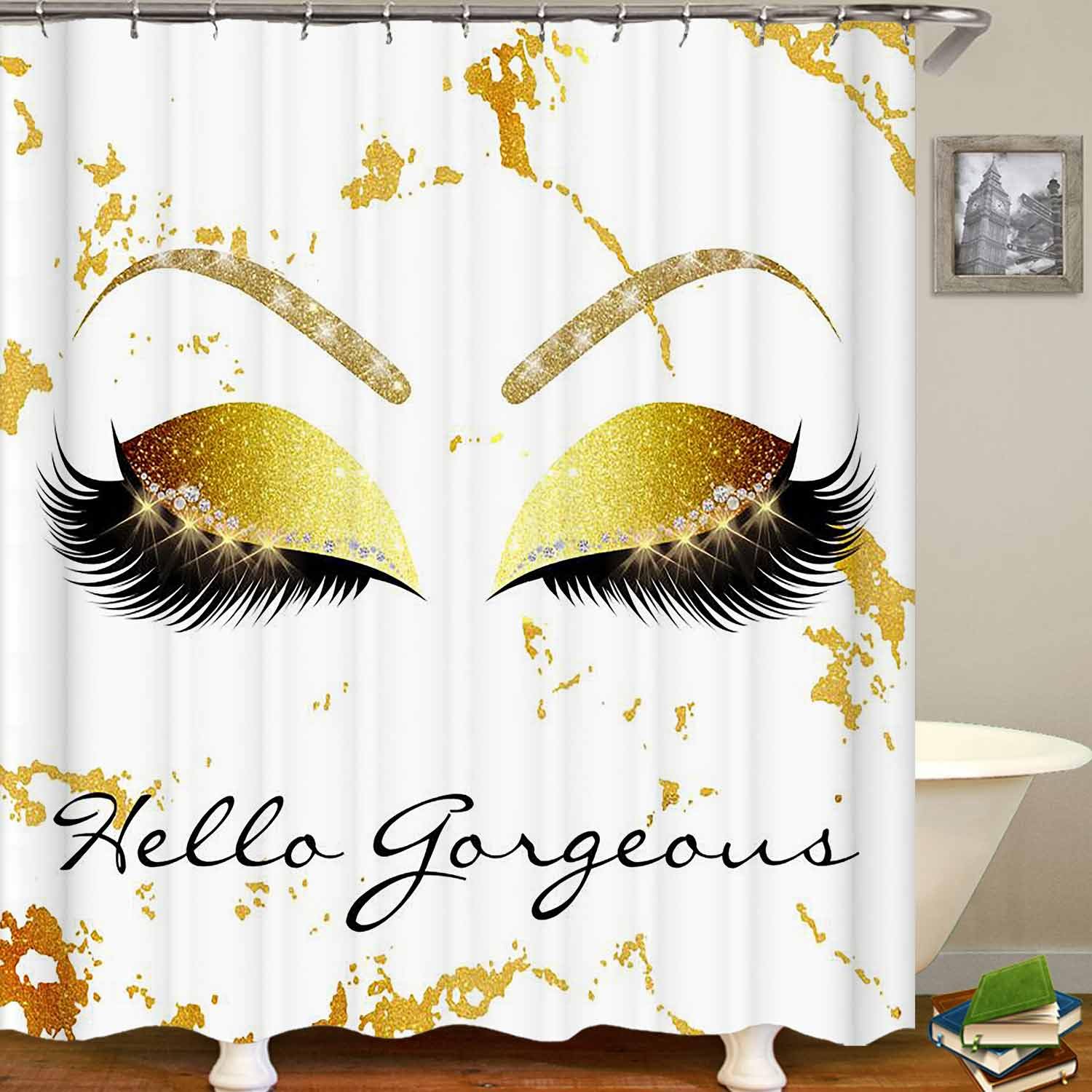 4PCS Sexy Black Girl Magic Shower Curtain Set,