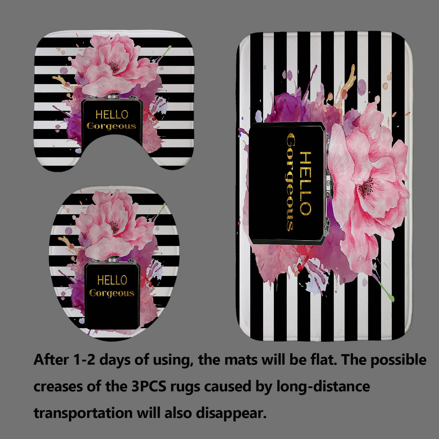 4PCS Sexy Black Girl Magic Shower Curtain Set,
