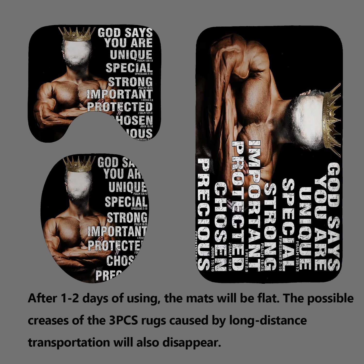 4PCS Sexy Black Girl Magic Shower Curtain Set,