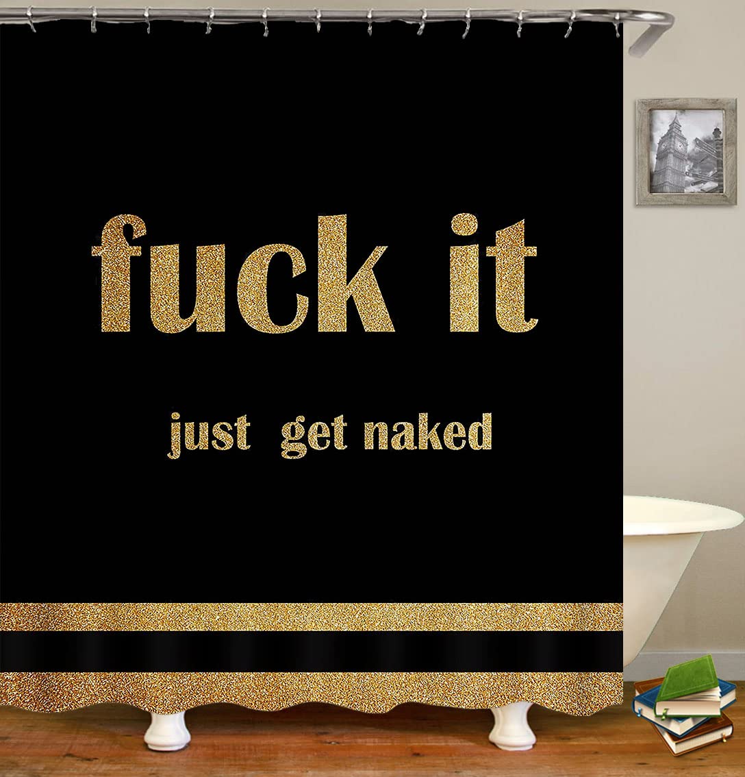 4PCS Sexy Black Girl Magic Shower Curtain Set,