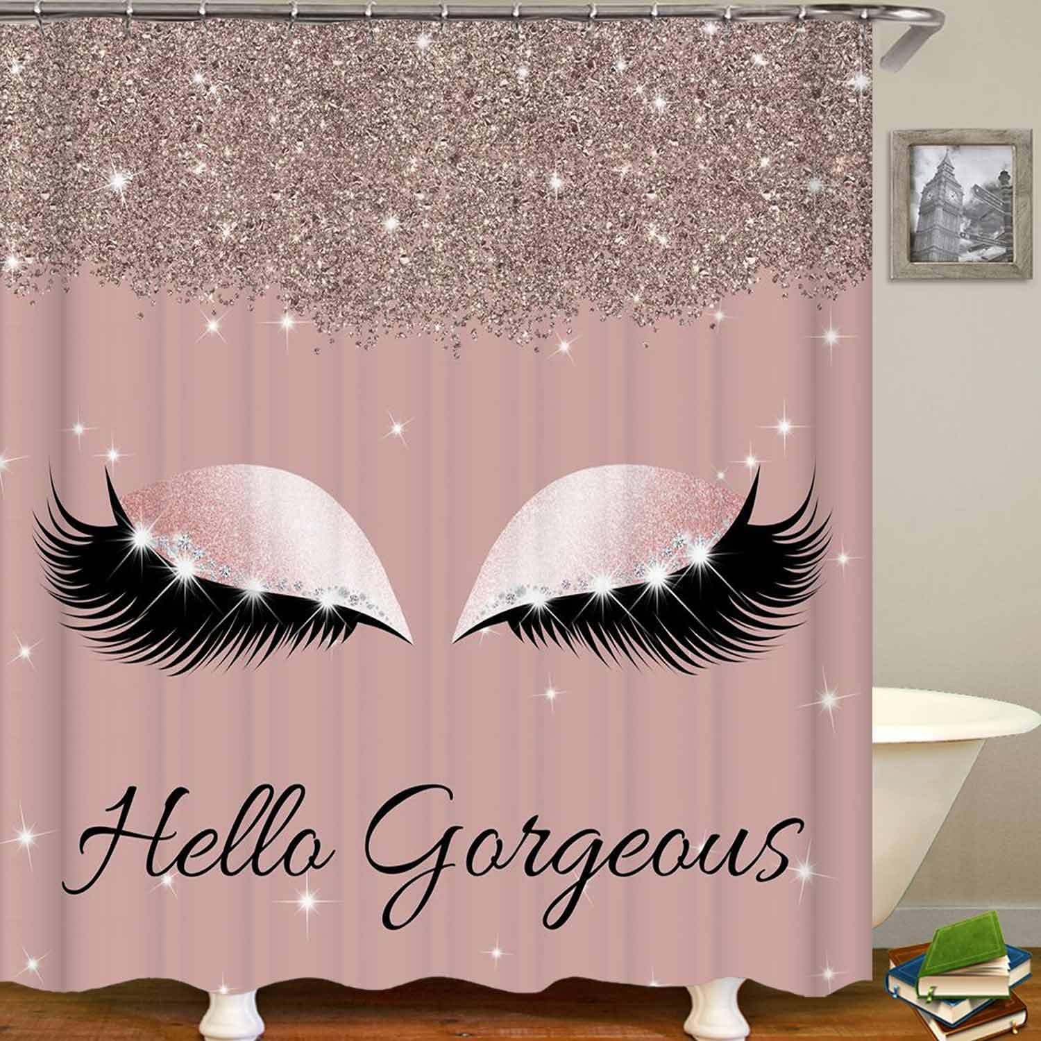 4PCS Sexy Black Girl Magic Shower Curtain Set,