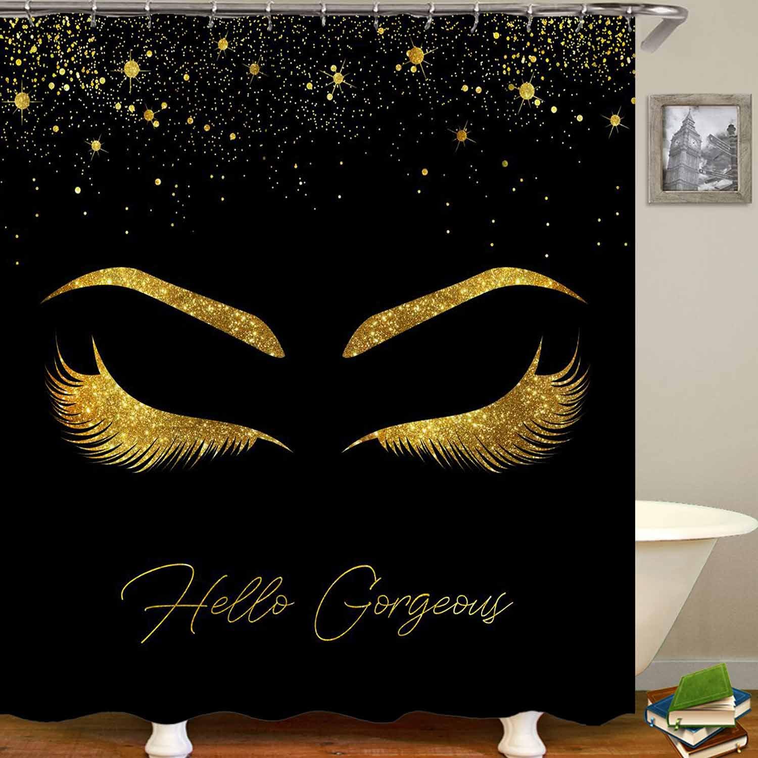 4PCS Sexy Black Girl Magic Shower Curtain Set,