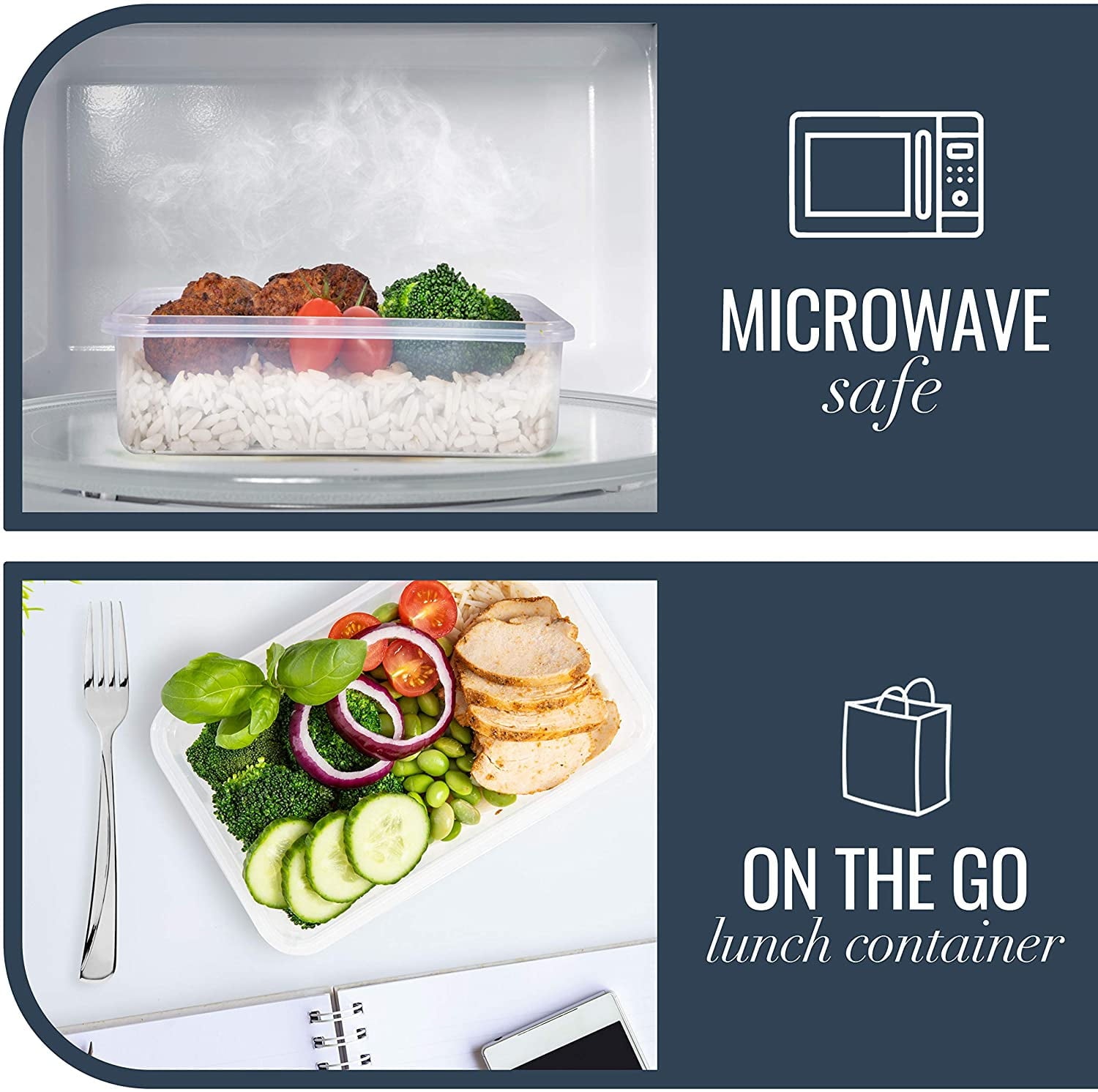 50 Pcs, Marker & Labels Meal Prep Container, Food Storage Container Sets With Lids,