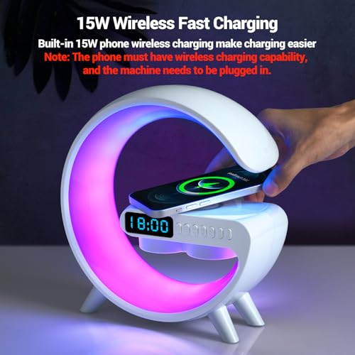 Wireless Charging Atmosphere Lamp with Bluetooth Speaker Alarm Clock Night Light
