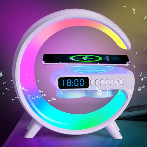Wireless Charging Atmosphere Lamp with Bluetooth Speaker Alarm Clock Night Light