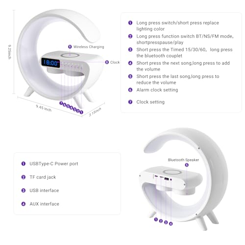 Wireless Charging Atmosphere Lamp with Bluetooth Speaker Alarm Clock Night Light