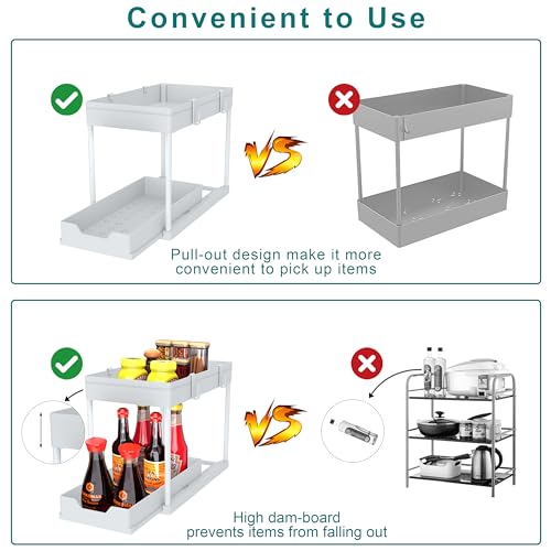 Under Sink Organizer 2 Pack, Bathroom Cabinet Organizer