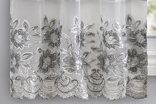 3 Piece Embroidered Window Curtain Set. Kitchen, Living Room or Bathroom Curtains