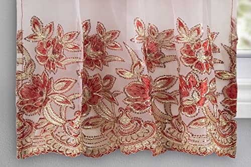 3 Piece Embroidered Window Curtain Set. Kitchen, Living Room or Bathroom Curtains