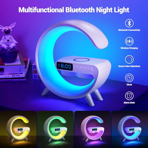 Wireless Charging Atmosphere Lamp with Bluetooth Speaker Alarm Clock Night Light