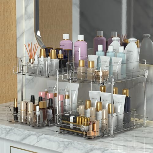 Under Sink Organizer 2 Pack, Bathroom Cabinet Organizer