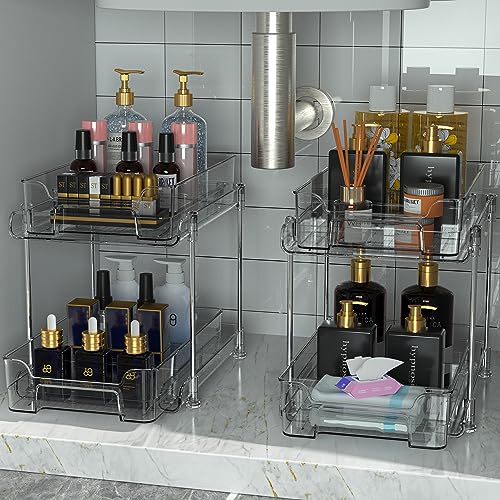 Under Sink Organizer 2 Pack, Bathroom Cabinet Organizer
