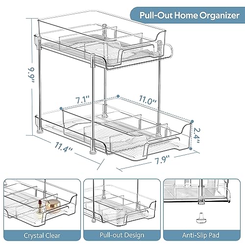 Under Sink Organizer 2 Pack, Bathroom Cabinet Organizer