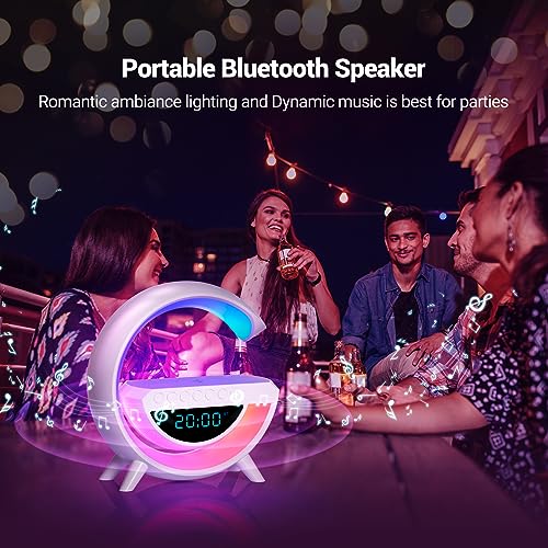Wireless Charging Atmosphere Lamp with Bluetooth Speaker Alarm Clock Night Light