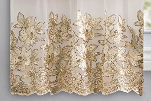 3 Piece Embroidered Window Curtain Set. Kitchen, Living Room or Bathroom Curtains