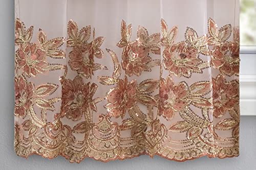 3 Piece Embroidered Window Curtain Set. Kitchen, Living Room or Bathroom Curtains