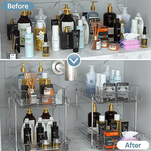 Under Sink Organizer 2 Pack, Bathroom Cabinet Organizer