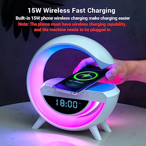 Wireless Charging Atmosphere Lamp with Bluetooth Speaker Alarm Clock Night Light