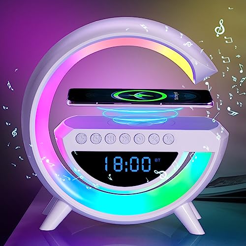 Wireless Charging Atmosphere Lamp with Bluetooth Speaker Alarm Clock Night Light
