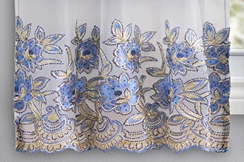 3 Piece Embroidered Window Curtain Set. Kitchen, Living Room or Bathroom Curtains