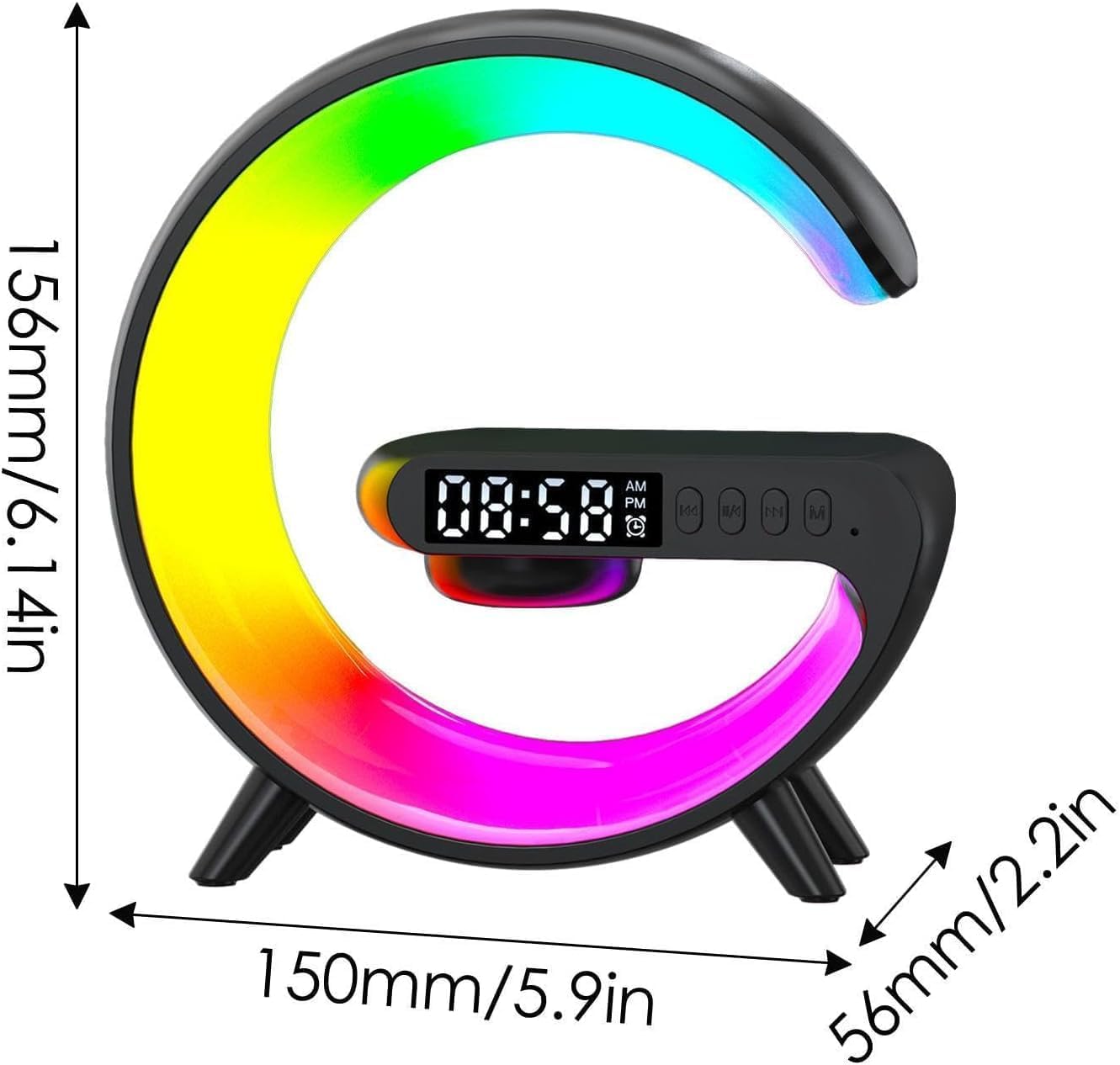 Wireless Charging Atmosphere Lamp with Bluetooth Speaker Alarm Clock Night Light