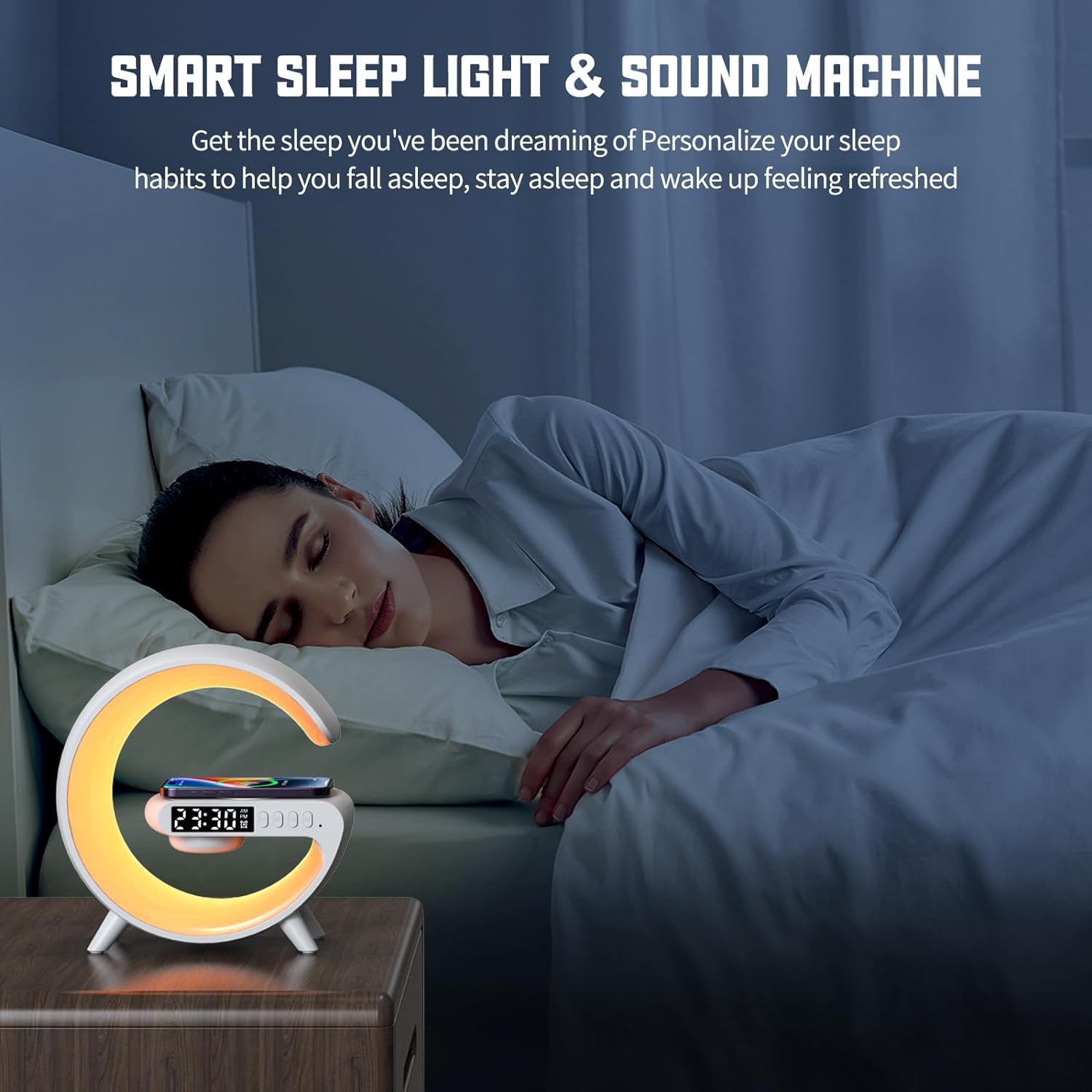 Wireless Charging Atmosphere Lamp with Bluetooth Speaker Alarm Clock Night Light