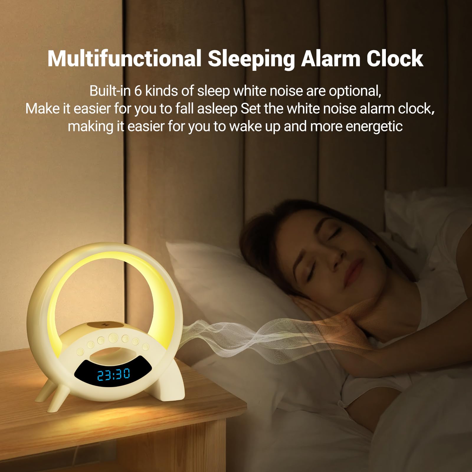 Wireless Charging Atmosphere Lamp with Bluetooth Speaker Alarm Clock Night Light