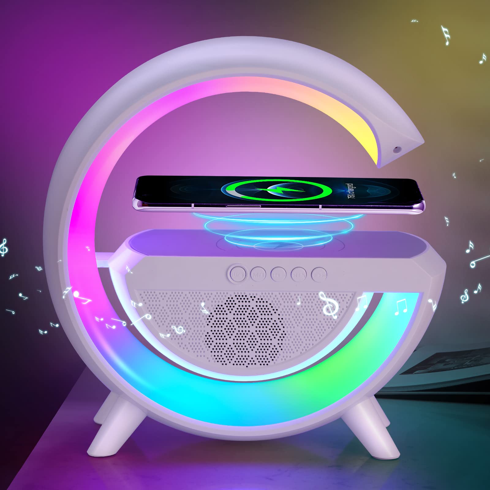 Wireless Charging Atmosphere Lamp with Bluetooth Speaker Alarm Clock Night Light
