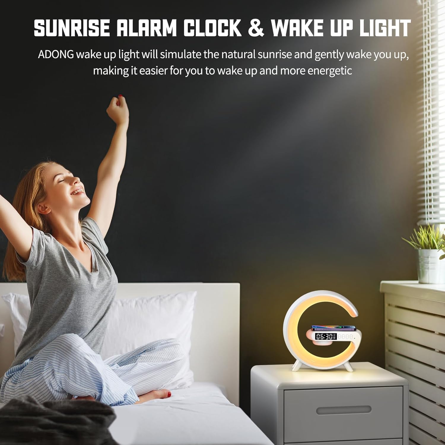 Wireless Charging Atmosphere Lamp with Bluetooth Speaker Alarm Clock Night Light