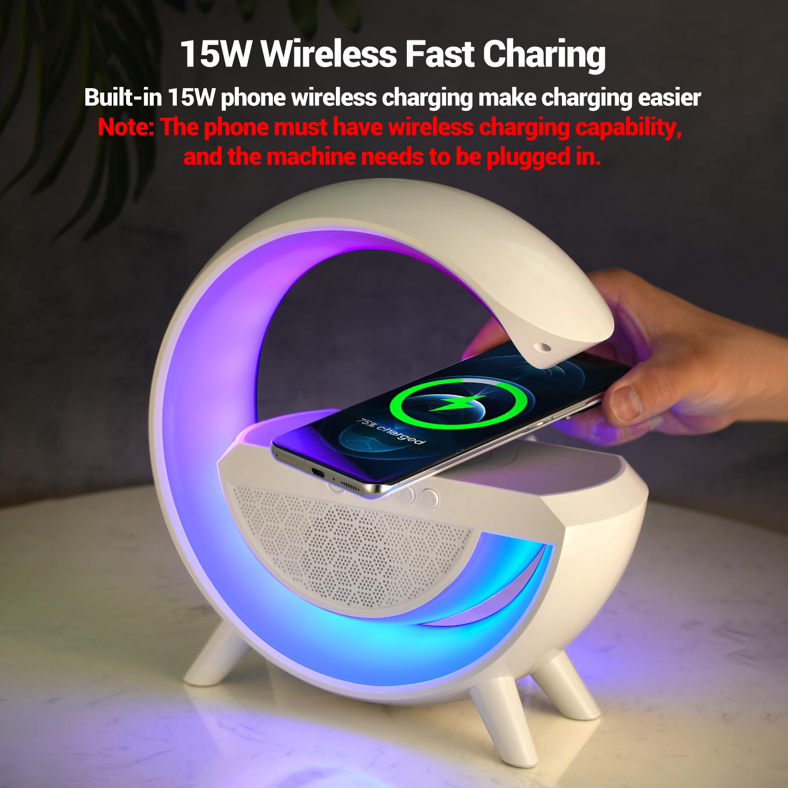 Wireless Charging Atmosphere Lamp with Bluetooth Speaker Alarm Clock Night Light