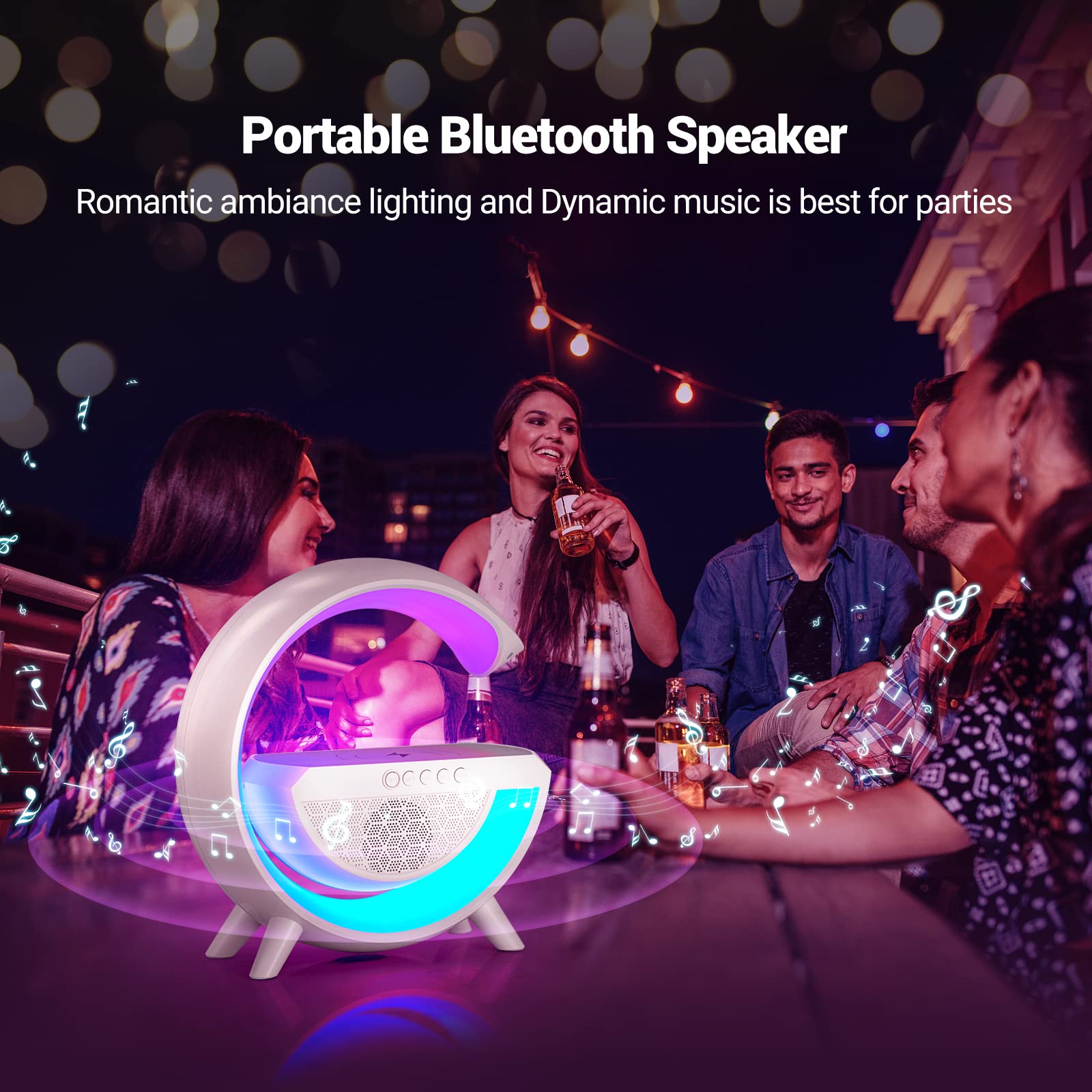 Wireless Charging Atmosphere Lamp with Bluetooth Speaker Alarm Clock Night Light