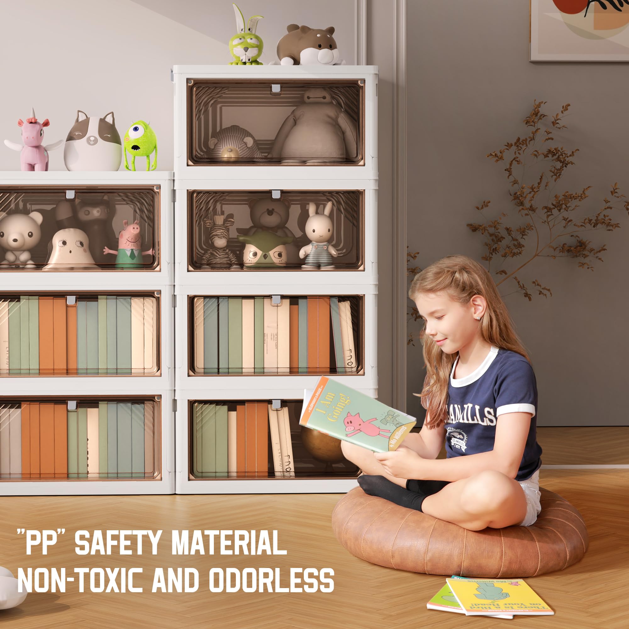 3/4 Tier Plastic Foldable Stackable Storage Bins with Lids