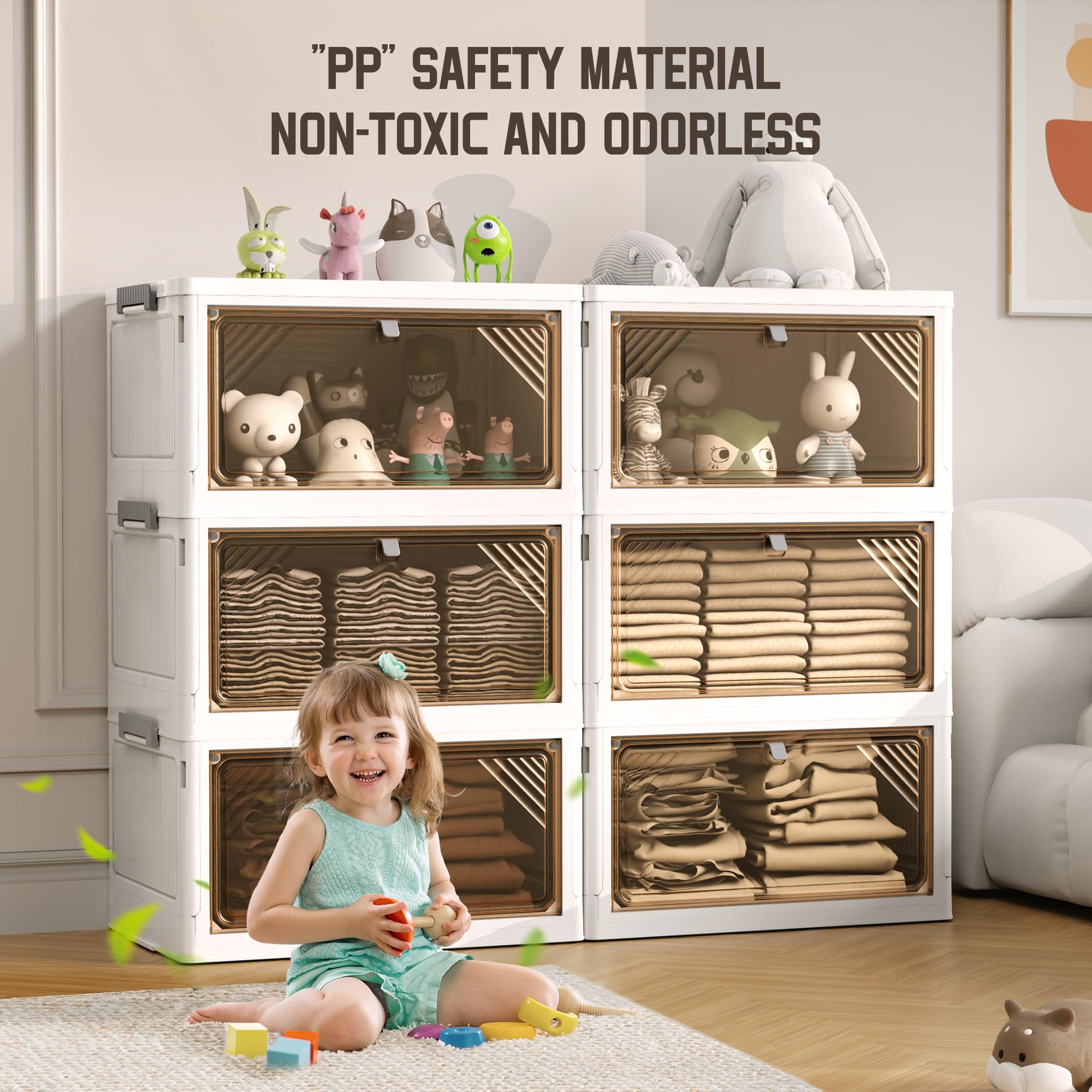 3/4 Tier Plastic Foldable Stackable Storage Bins with Lids